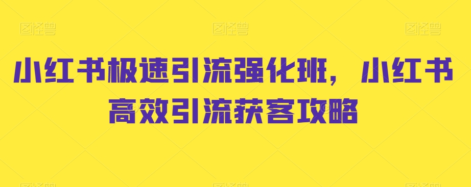 小红书极速引流强化班,小红书高效引流获客攻略-风淘社