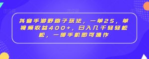 抖音手游野路子玩法,一单25,单视频收益400+,日入几千轻轻松松,一部手机即可操作【揭秘】-风淘社
