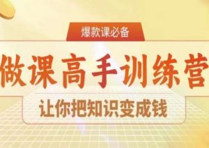 28天做课高手陪跑营,让你把知识变成钱-风淘社