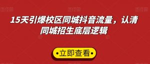 15天引爆校区同城抖音流量,认清同城招生底层逻辑-风淘社