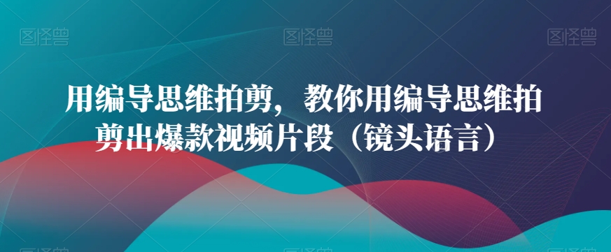 用编导思维拍剪,教你用编导思维拍剪出爆款视频片段(镜头语言)-风淘社