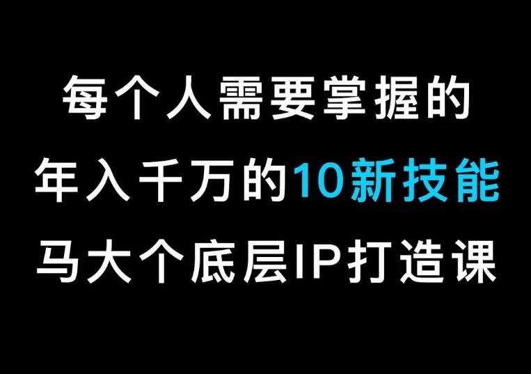 马大个的IP底层逻辑课,每个人需要掌握的年入千万的10新技能,约会底层IP打造方法!-风淘社