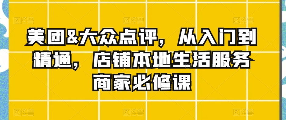 美团&大众点评,从入门到精通,店铺本地生活服务商家必修课-风淘社