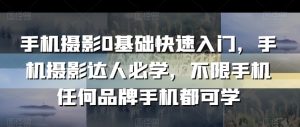 手机摄影0基础快速入门，手机摄影达人必学，不限手机任何品牌手机都可学-风淘社