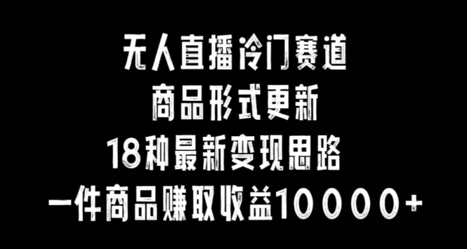 无人直播冷门赛道，商品形式更新，18种变现思路，一件商品赚取收益10000+【揭秘】-风淘社