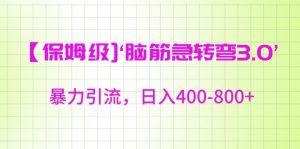 保姆级脑筋急转弯3.0,暴力引流,日入400-800+【揭秘】-风淘社