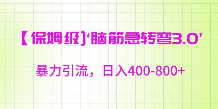 保姆级脑筋急转弯3.0,暴力引流,日入400-800+【揭秘】-风淘社