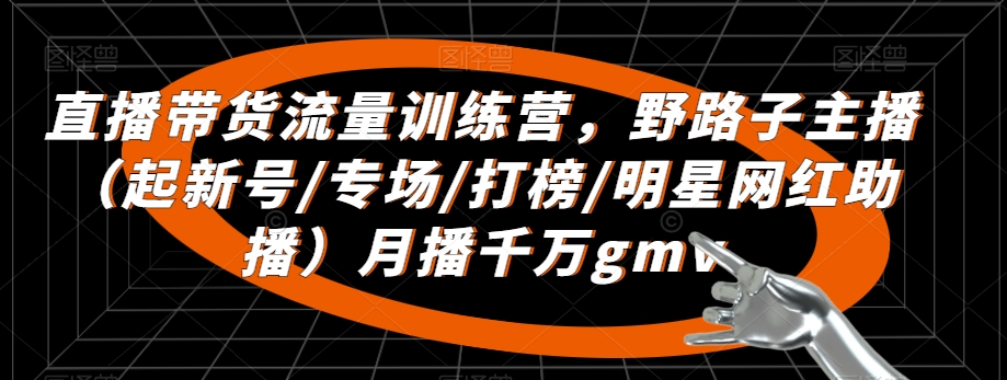 直播带货流量训练营,野路子主播(起新号/专场/打榜/明星网红助播)月播千万gmv-风淘社
