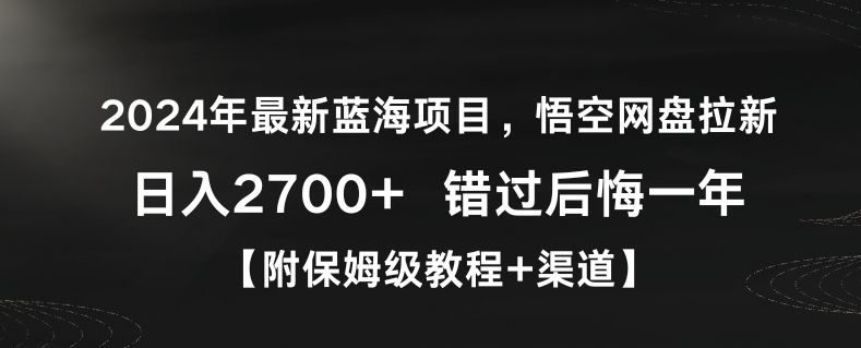 2024年最新蓝海项目,悟空网盘拉新,日入2700+错过后悔一年【附保姆级教程+渠道】【揭秘】-风淘社