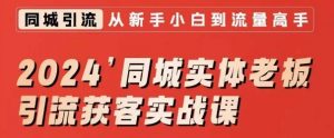 2024同城实体老板引流获客实战课,同城短视频·同城直播·实体店投放·问题答疑-风淘社