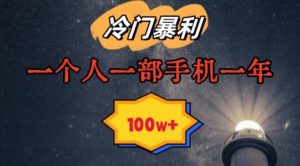 暴利冷门赛道,一单268,一个人一部手机一年100w【揭秘】-风淘社