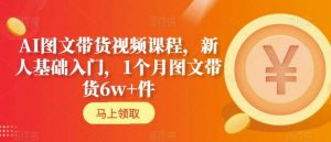 AI图文带货视频课程，新人基础入门，1个月图文带货6w+件-风淘社