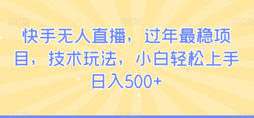 快手无人直播,过年最稳项目,技术玩法,小白轻松上手日入500+【揭秘】-风淘社
