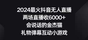 2024最火抖音无人直播,两场直播收6000+,礼物弹幕互动小游戏【揭秘】-风淘社
