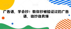 广告语,学会抄!教你抄被验证过的广告语,谁抄谁卖爆-风淘社
