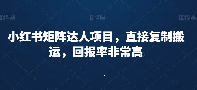 小红书矩阵达人项目,直接复制搬运,回报率非常高-风淘社