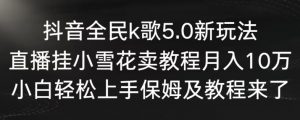 抖音全民k歌5.0新玩法，直播挂小雪花卖教程月入10万，小白轻松上手，保姆及教程来了【揭秘】-风淘社