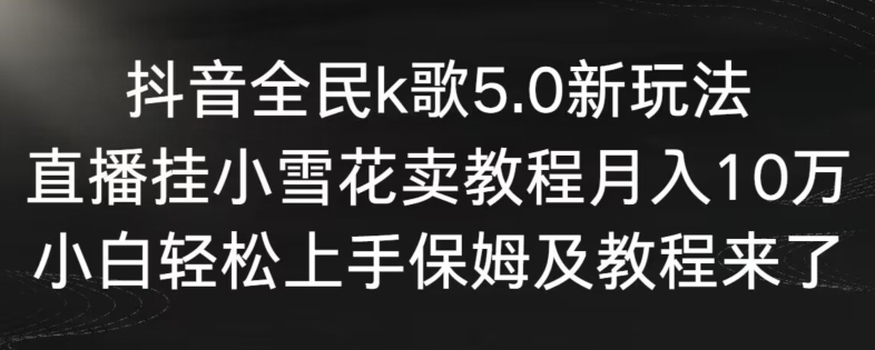 抖音全民k歌5.0新玩法,直播挂小雪花卖教程月入10万,小白轻松上手,保姆及教程来了【揭秘】-风淘社