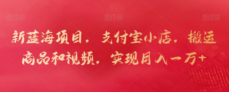 新蓝海项目,支付宝小店,搬运商品和视频,实现月入一万+【揭秘】-风淘社