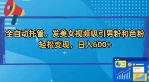 全自动托管,发美女视频吸引男粉和色粉,轻松变现,日入600+【揭秘】-风淘社