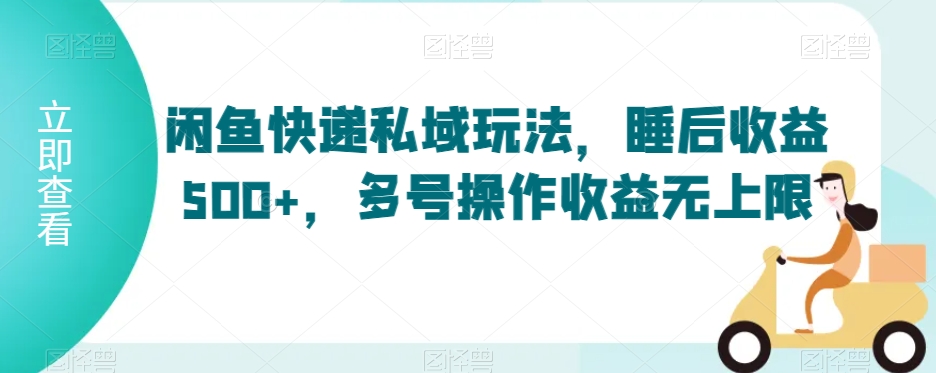闲鱼快递私域玩法,睡后收益500+,多号操作收益无上限【揭秘】-风淘社