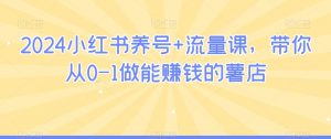 2024小红书养号+流量课，带你从0-1做能赚钱的薯店-风淘社