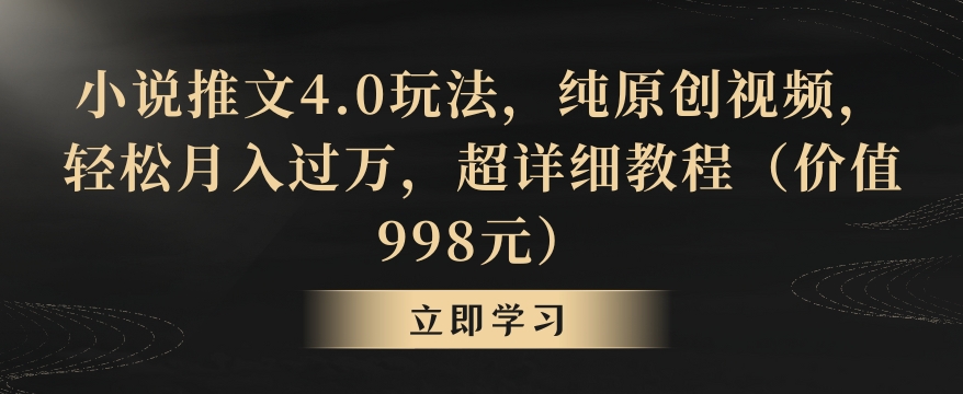 小说推文4.0玩法，纯原创视频，轻松月入过万，超详细教程（价值998元）【揭秘】-风淘社