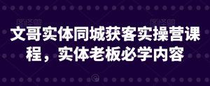 文哥实体同城获客实操营课程,实体老板必学内容-风淘社