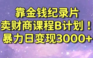财经纪录片联合财商课程的变现策略,暴力日变现3000+,喂饭级别教学【揭秘】-风淘社