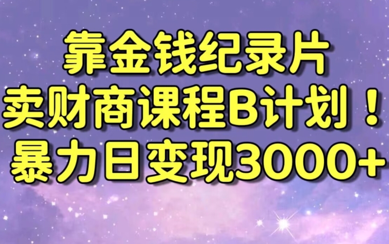 财经纪录片联合财商课程的变现策略，暴力日变现3000+，喂饭级别教学【揭秘】-风淘社