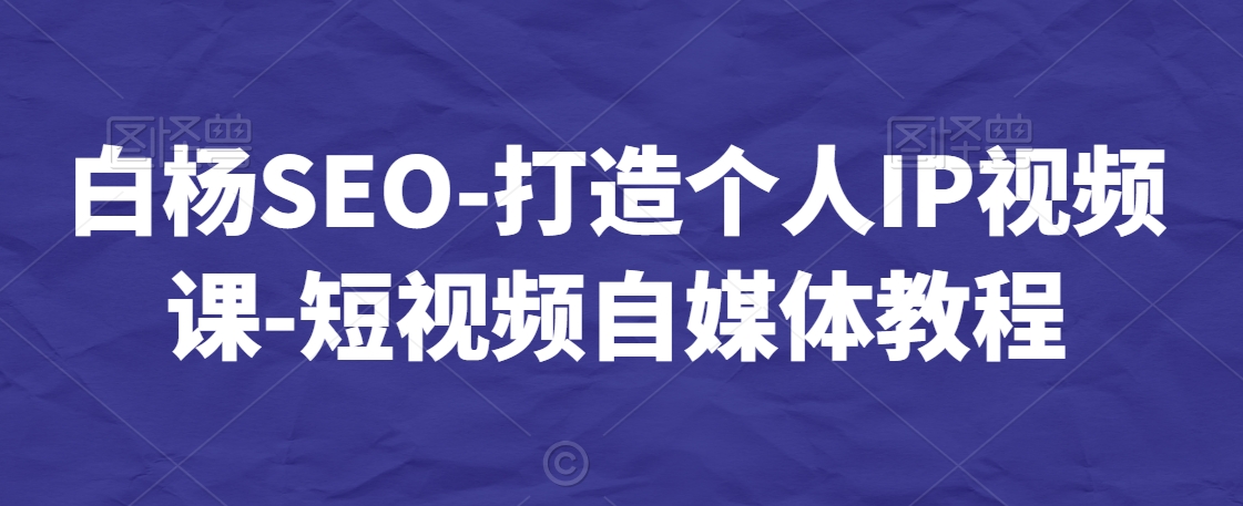白杨SEO-打造个人IP视频课-短视频自媒体教程-风淘社