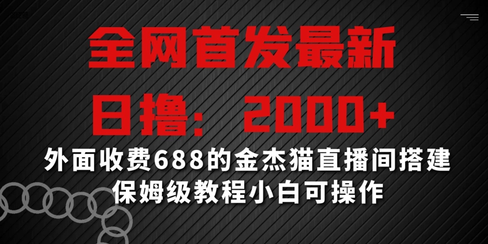 全网首发最新,日撸2000+,外面收费688的金杰猫直播间搭建,保姆级教程小白可操作【揭秘】-风淘社