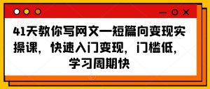 41天教你写网文—短篇向变现实操课,快速入门变现,门槛低,学习周期快-风淘社
