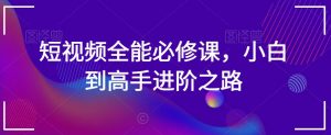 短视频全能必修课，小白到高手进阶之路-风淘社