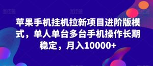 苹果手机挂机拉新项目进阶版模式，单人单台多台手机操作长期稳定，月入10000+【揭秘】-风淘社