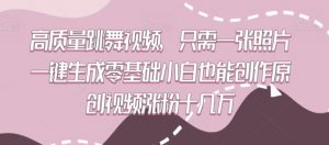 高质量跳舞视频，只需一张照片一键生成零基础小白也能创作原创视频涨粉十几万【揭秘】-风淘社