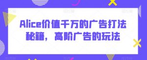 Alice价值千万的广告打法秘籍，高阶广告的玩法-风淘社