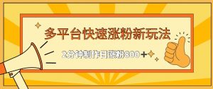 多平台快速涨粉最新玩法，2分钟制作，日涨粉800+【揭秘】-风淘社