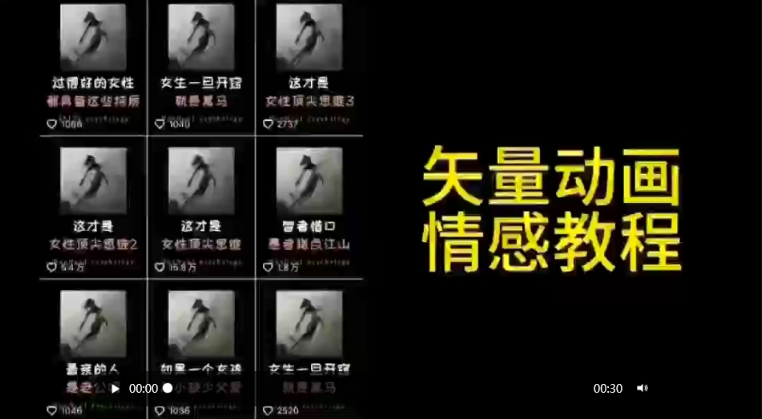 矢量动画情感教程:高点赞涨粉,适合情感、思维、创业教育等赛道-风淘社