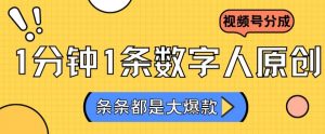 2024最新不露脸超火视频号分成计划，数字人原创日入3000+【揭秘】-风淘社