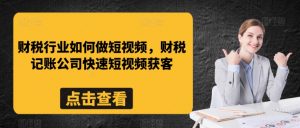 财税行业如何做短视频,财税记账公司快速短视频获客-风淘社