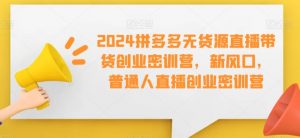 2024拼多多无货源直播带货创业密训营,新风口,普通人直播创业密训营-风淘社