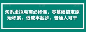 淘系虚拟电商必修课,零基础搞定原始积累,低成本起步,普通人可干-风淘社