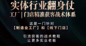 打响实体翻行业身仗,工厂|门店精准获客战术体系-风淘社