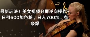 最新玩法!美女视频分屏逆向操作~日引600加色粉,日入700加,条条爆【揭秘】-风淘社