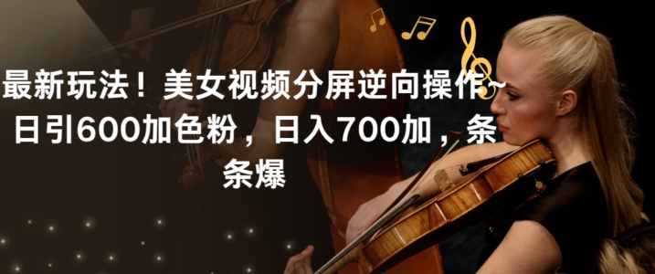 最新玩法！美女视频分屏逆向操作~日引600加色粉，日入700加，条条爆【揭秘】-风淘社