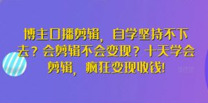 博主口播剪辑,自学坚持不下去?会剪辑不会变现?十天学会剪辑,疯狂变现收钱!-风淘社