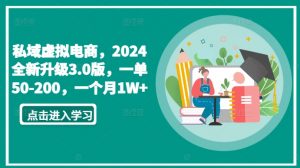 私域虚拟电商,2024全新升级3.0版,一单50-200,一个月1W+【揭秘】-风淘社