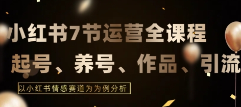 7节小红书运营实战全教程,结合最新情感赛道,打通小红书运营全流程【揭秘】-风淘社