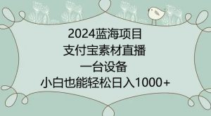 2024年蓝海项目,支付宝素材直播,无需出境,小白也能日入1000+ ,实操教程【揭秘】-风淘社